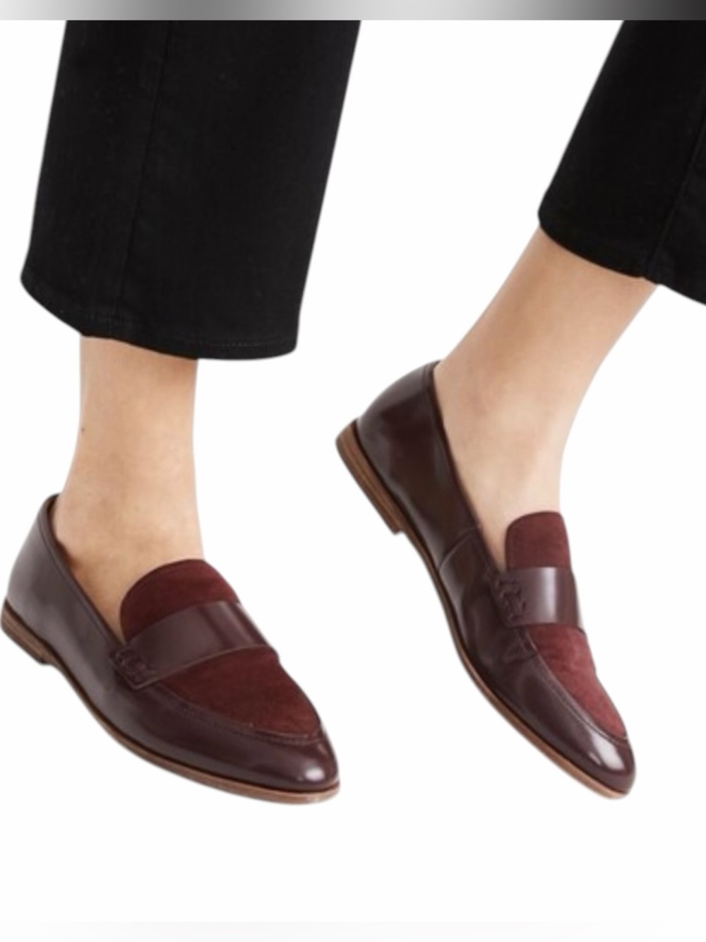 Madewell Dark Cabernet Burgundy Suede & Leather Alex Loafers Shoes size 6 AE240